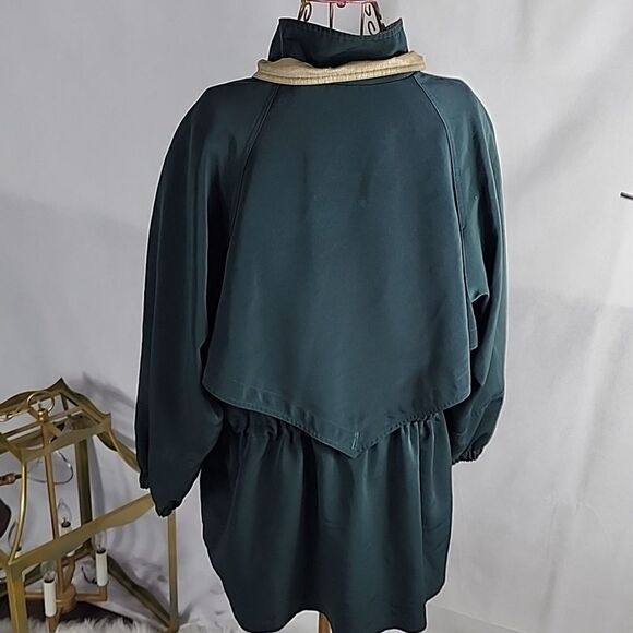 Vintage F S L Size XL Forest Green Zippered Coat with Gold Collar Chore Jacket - Picture 7 of 11